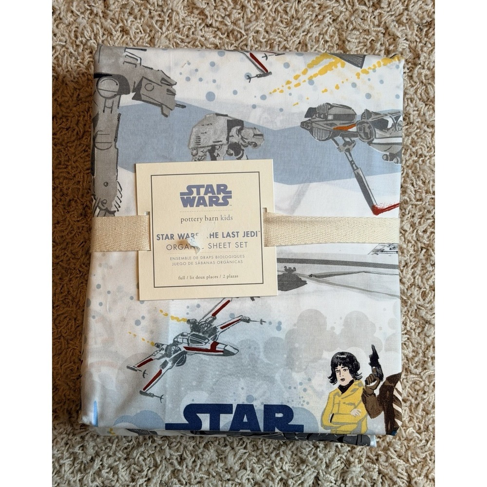 NWT Pottery Barn Kids Star Wars The Last Jedi Organic Sheet Set Full Rare!